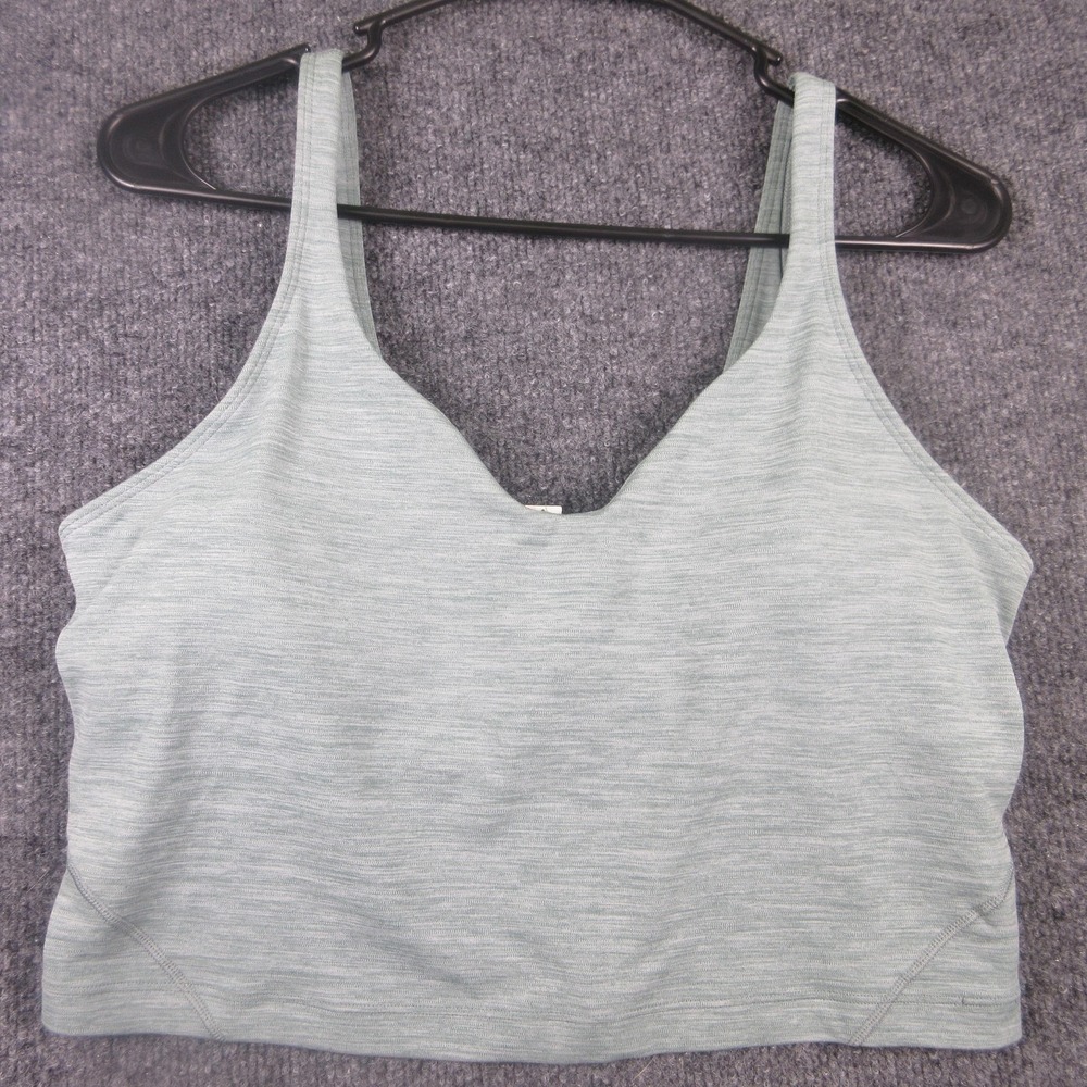 Lululemon Sports Bra Womens 12‎ Green Longline Wide Strap Pullover Yoga Stretch